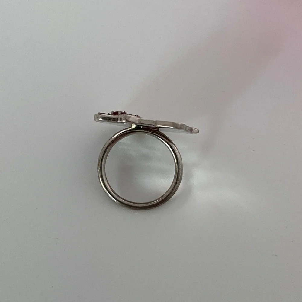 Hello Kitty Sterling Silver Ring with Pink Gem Stone Bow Size 8 - Picture 7 of 11